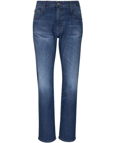 AG Jeans Whiskering-effect Mid-rise Slim-fit Jeans - Blue