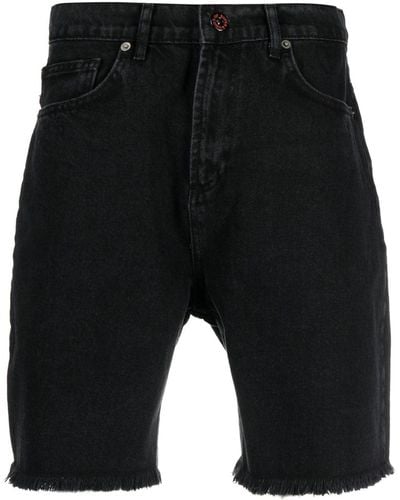 Vision Of Super Pantalones vaqueros cortos con motivo de llamas - Negro