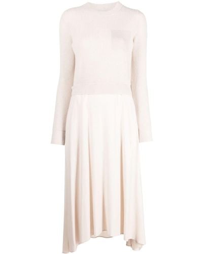 Peserico Contrasting-stitch Knitted Midi Dress - White