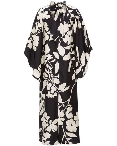 La DoubleJ Magnifico Floral-print Silk Maxi Dress - Black