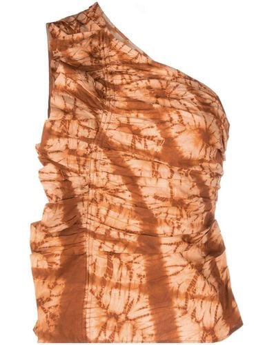 Ulla Johnson Top con hombro descubiertos y diseño tie-dye - Naranja