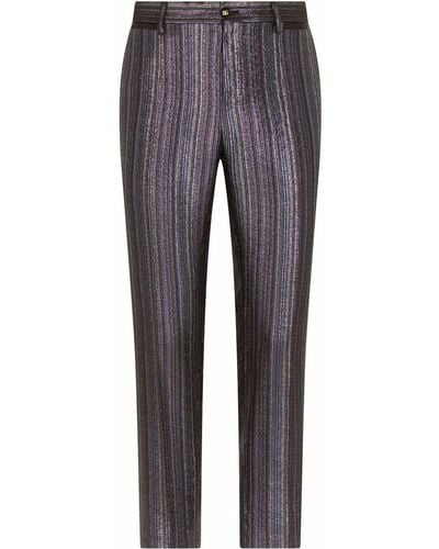 Dolce & Gabbana Metallic-stripe Tailored Pants - Purple