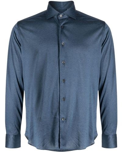 Corneliani Camisa con cuello italiano - Azul