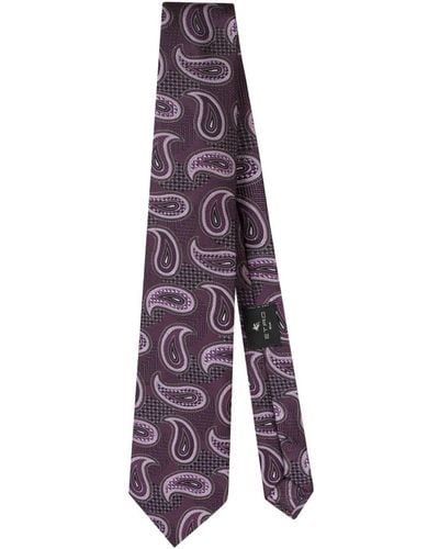 Etro Paisley-jacquard Silk Tie - Purple