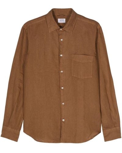 Aspesi Long-sleeve Linen Shirt - Brown