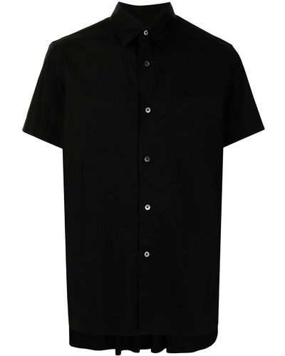 Fumito Ganryu Pleated-back Chest-pocket Shirt - Black