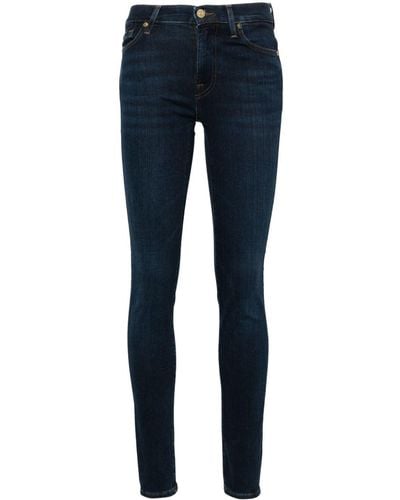 7 For All Mankind HW Skinny-Jeans mit hohem Bund - Blau