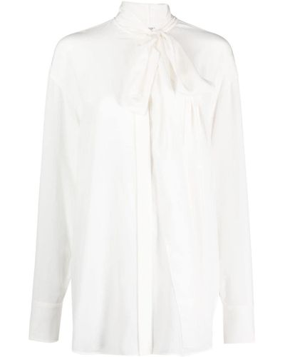 Sportmax Pussy-bow Silk Blouse - White