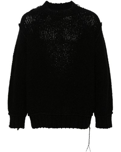 Sacai Lochstrick-Pullover mit sichtbaren Nähten - Schwarz