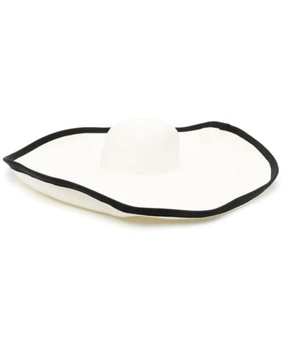 Max Mara Contrast-trim Woven Sun Hat - White