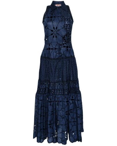 Ermanno Scervino Broderie-angalise Maxi Dress - Blue