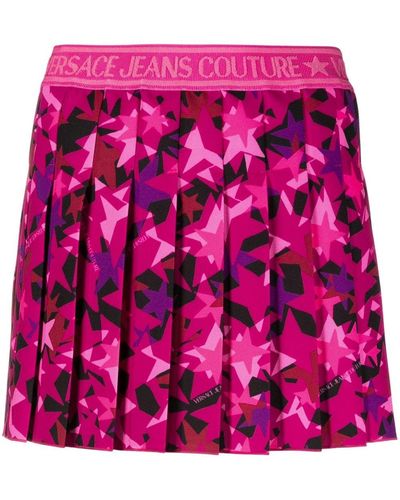 Versace Abstract-print Mini Skirt - Pink