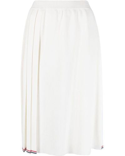 Thom Browne Rwb-stripe Pleated Wrap Skirt - White