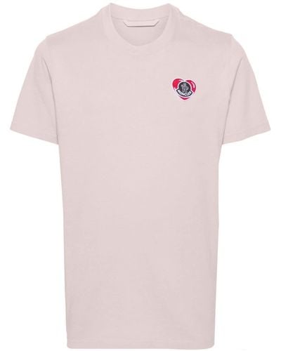 Moncler T-shirt en coton à patch logo - Rose