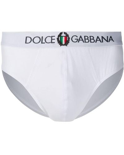 Dolce & Gabbana Slip mit Logo-Stickerei - Weiß