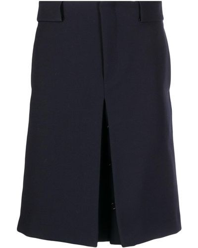 Raf Simons Inverted-pleat Wool Skirt - Blue