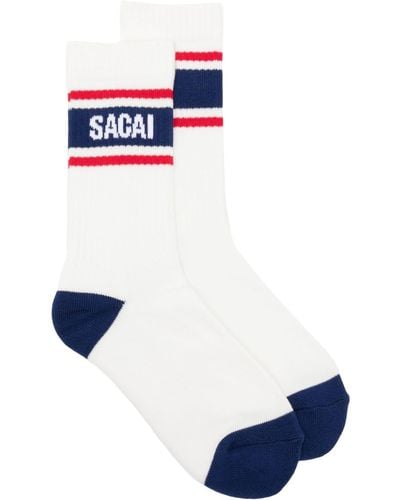 Sacai Calcetines con logo en intarsia - Azul