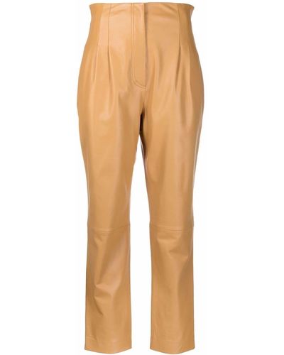 Alberta Ferretti High-waisted Straight Leg Leather Trousers - Yellow