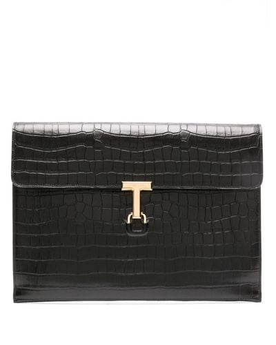 Tom Ford T-pin Portfolio Clutch Bag - Black