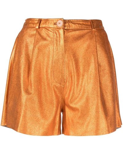Forte Forte Metallic-effect Leather Shorts - Orange