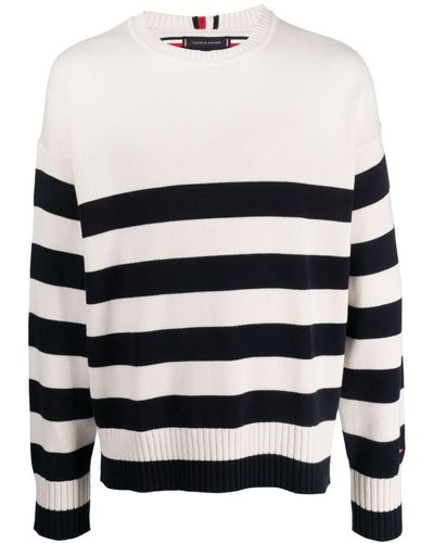 Tommy Hilfiger Striped Ribbed-knit Jumper - White