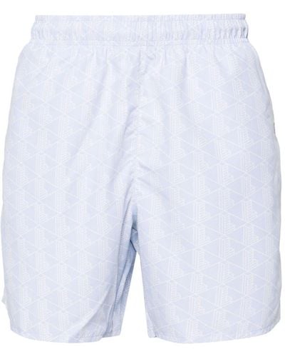 Lacoste Geometric Pattern-print Swim Shorts - Blue