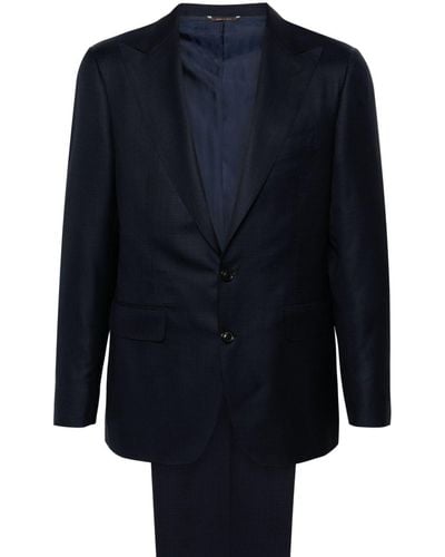 Canali チェック シングルスーツ - ブルー