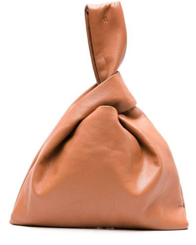 Nanushka Jen Leather Clutch Bag - Brown