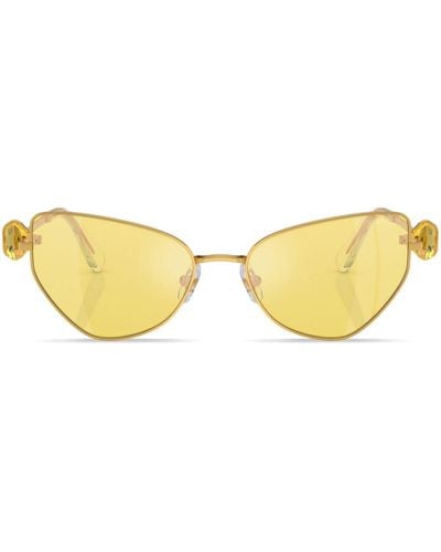 Swarovski Hinged Crystal-embellished Cat-eye Sunglasses - Yellow