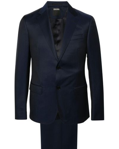 Zegna Costume à veste à simple boutonnage - Bleu