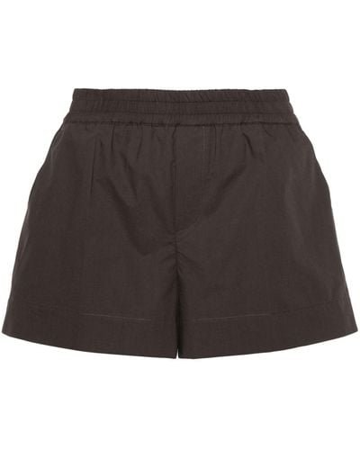 P.A.R.O.S.H. Elasticated-Waist Cotton Shorts - Black