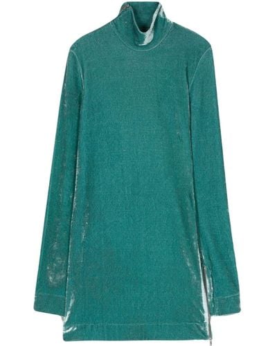 Jil Sander Crushed-velvet Mini Dress - Green