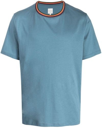 Paul Smith Striped-collar Cotton T-shirt - Blue