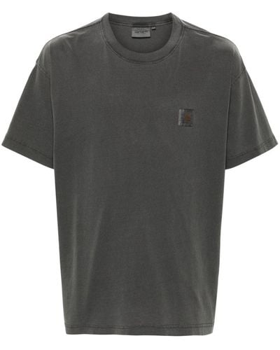 Carhartt Nelson Logo-Patch Cotton T-Shirt - Gray