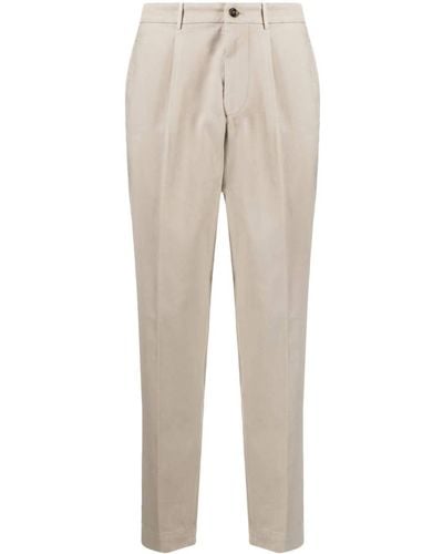 Dell'Oglio Pleated Cotton-blend Tapered Pants - Natural