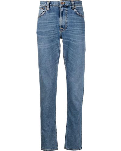 Nudie Jeans Vaqueros rectos de talle medio - Azul