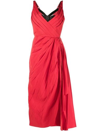 Alexander McQueen Knotted Draped Silk Dress - Red