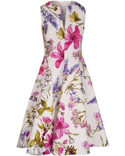 Sara Roka Floral-print Flared Cotton Dress - Pink