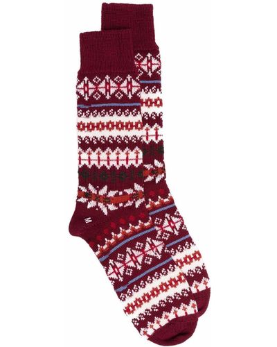 Mackintosh Socken mit Fair-Isle-Muster - Rot