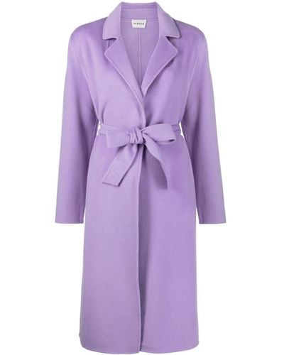 P.A.R.O.S.H. Manteau en laine à taille ceinturée - Violet