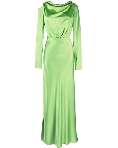 Rachel Gilbert Skye Satin-finish Silk Dress - Green