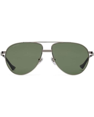 Gucci Logo-print Oversize-frame Sunglasses - Green