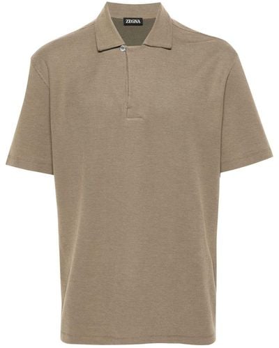 ZEGNA toggle-fastening Cotton Polo Shirt - Green