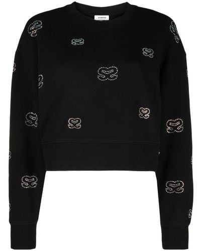 Sandro Logo-embellished Cropped Sweatshirt - Black