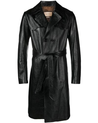 Gucci Leather Trench Coat - Black