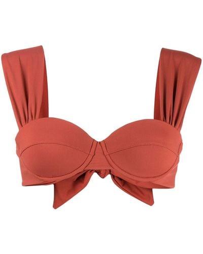 Evarae Top de bikini con escote corazón - Rojo