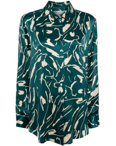 Asceno Abstract-print Silk Shirt - グリーン