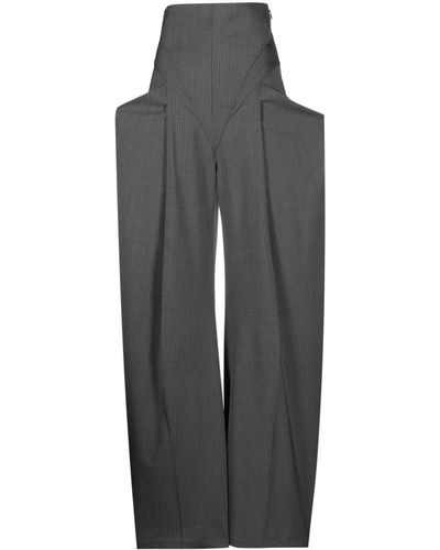 ALESSANDRO VIGILANTE Pleated Pinstripe-pattern Pants - Grey