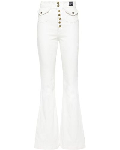 Versace High-rise Flared-leg Cotton-blend Jeans - White