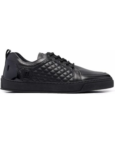 Leandro Lopes Quilted Logo-plaque Trainers - Black